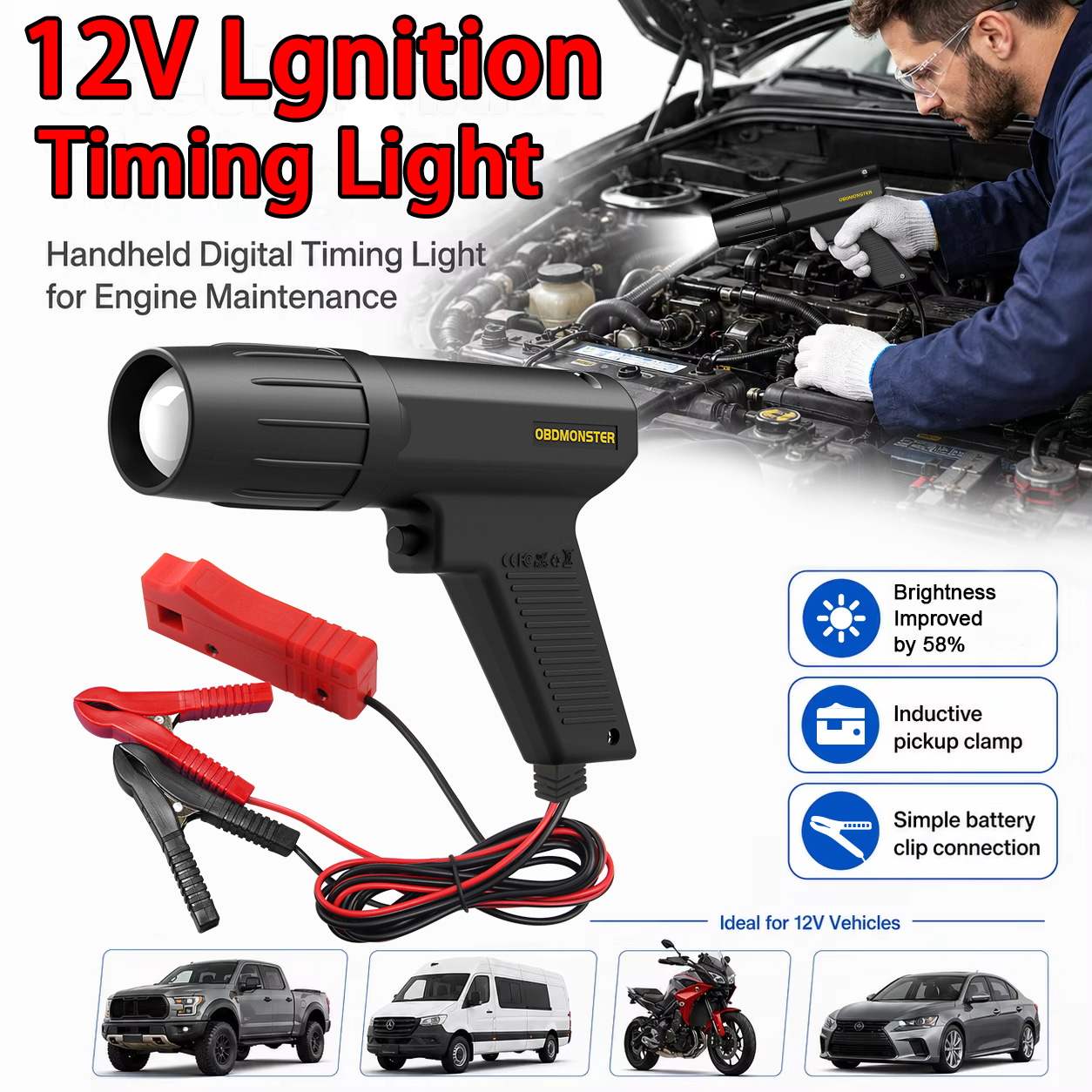 Timing Light Gun - Lampe stroboscopique de calage d'allumage inductif